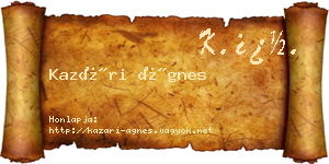 Kazári Ágnes névjegykártya